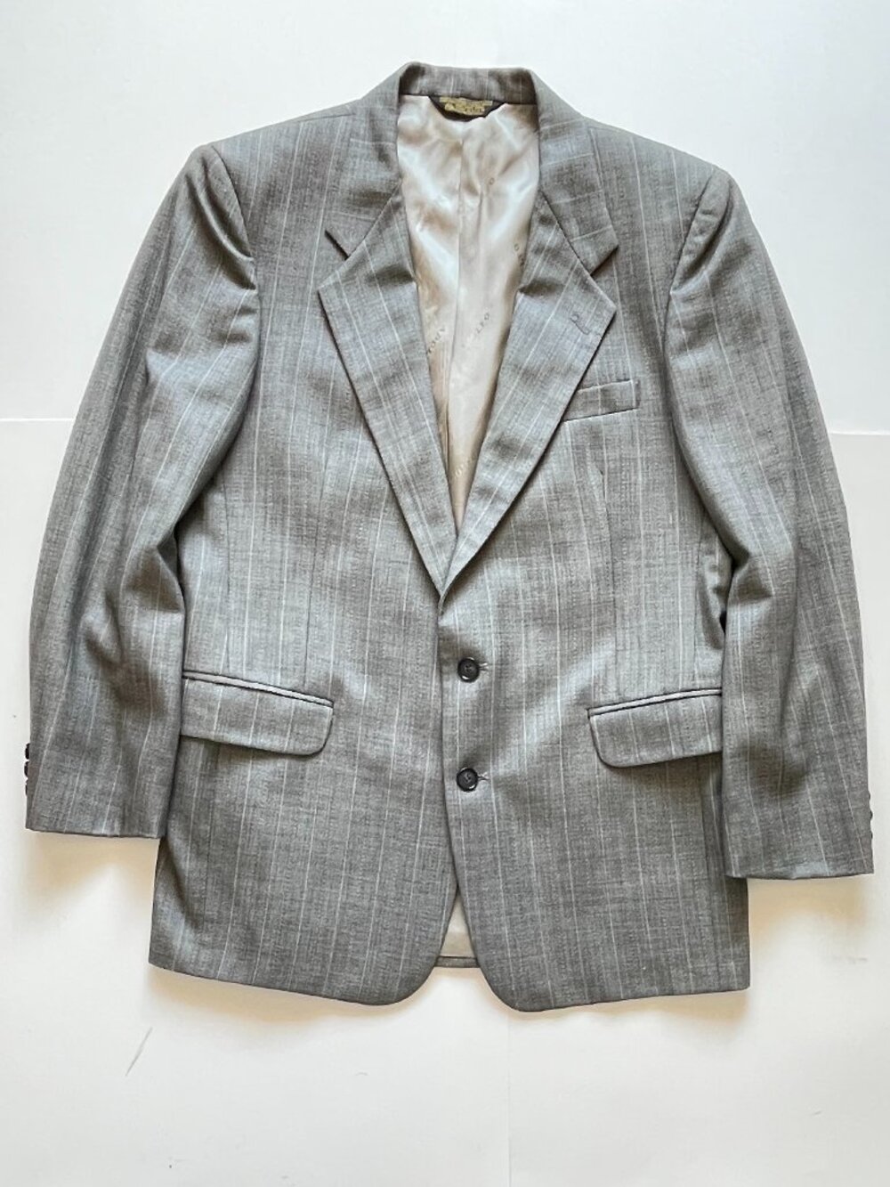 Adolfo 40R Gray Plaid 100% Pure Wool Mens Blazer Suit Jacket Sport Coat